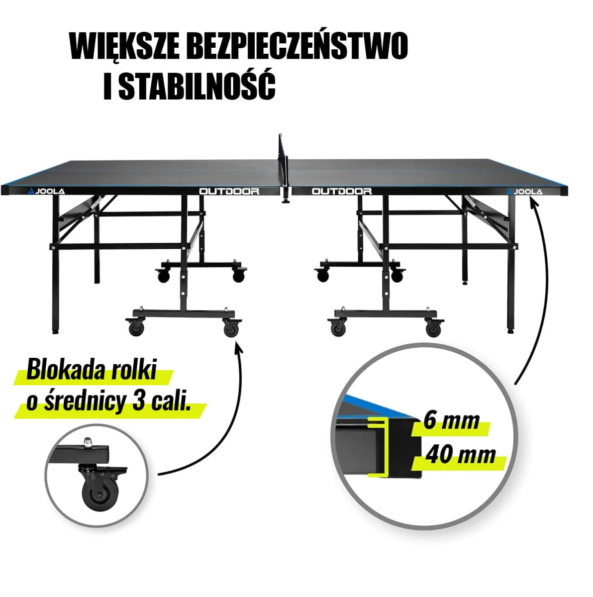Stół do tenisa Joola Outdoor J200A szary z siatką - zdjęcie 4