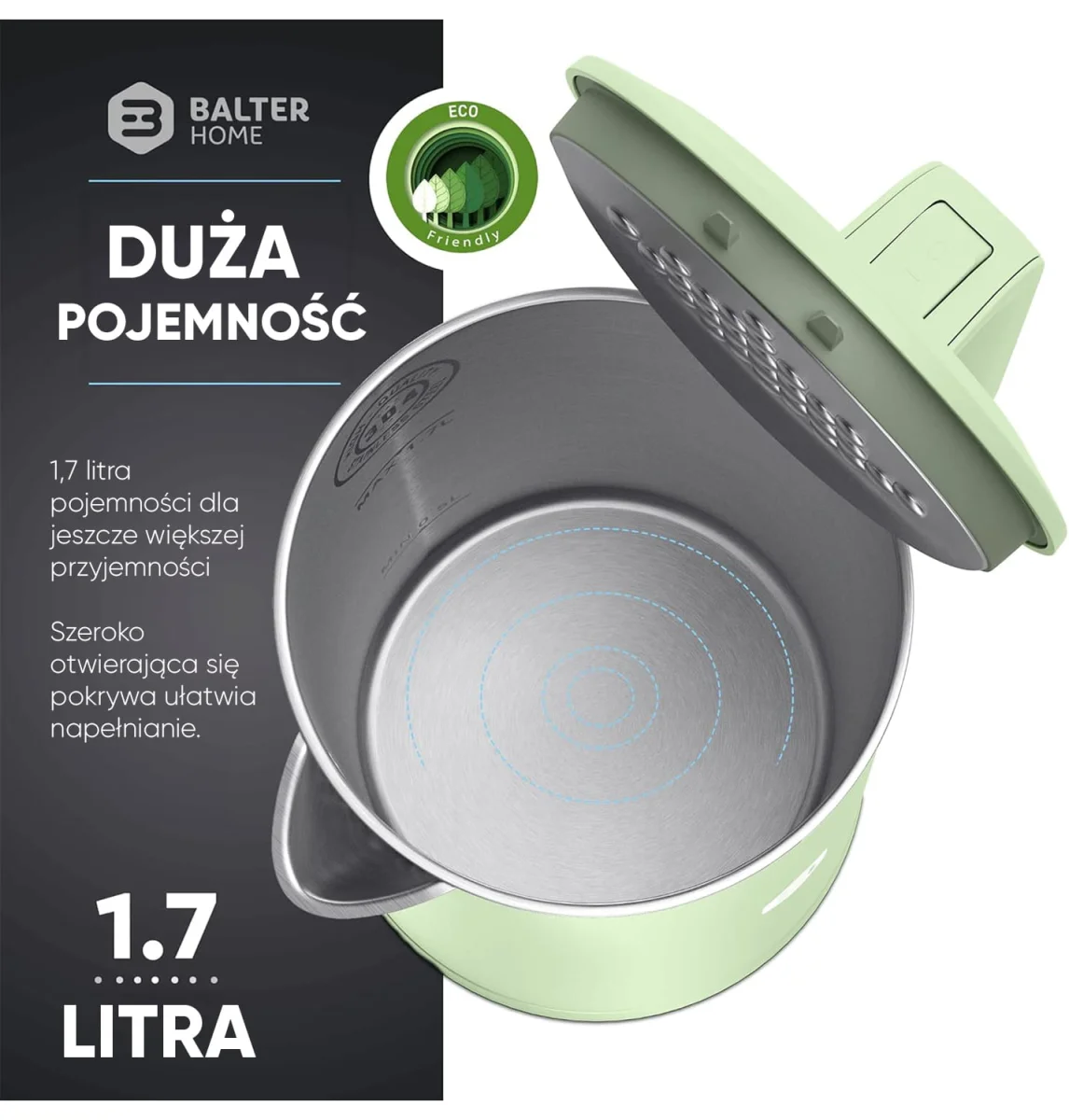 Czajnik elektryczny Balter WK-04-MT 2200 W 1,7 L miętowy - zdjęcie 7
