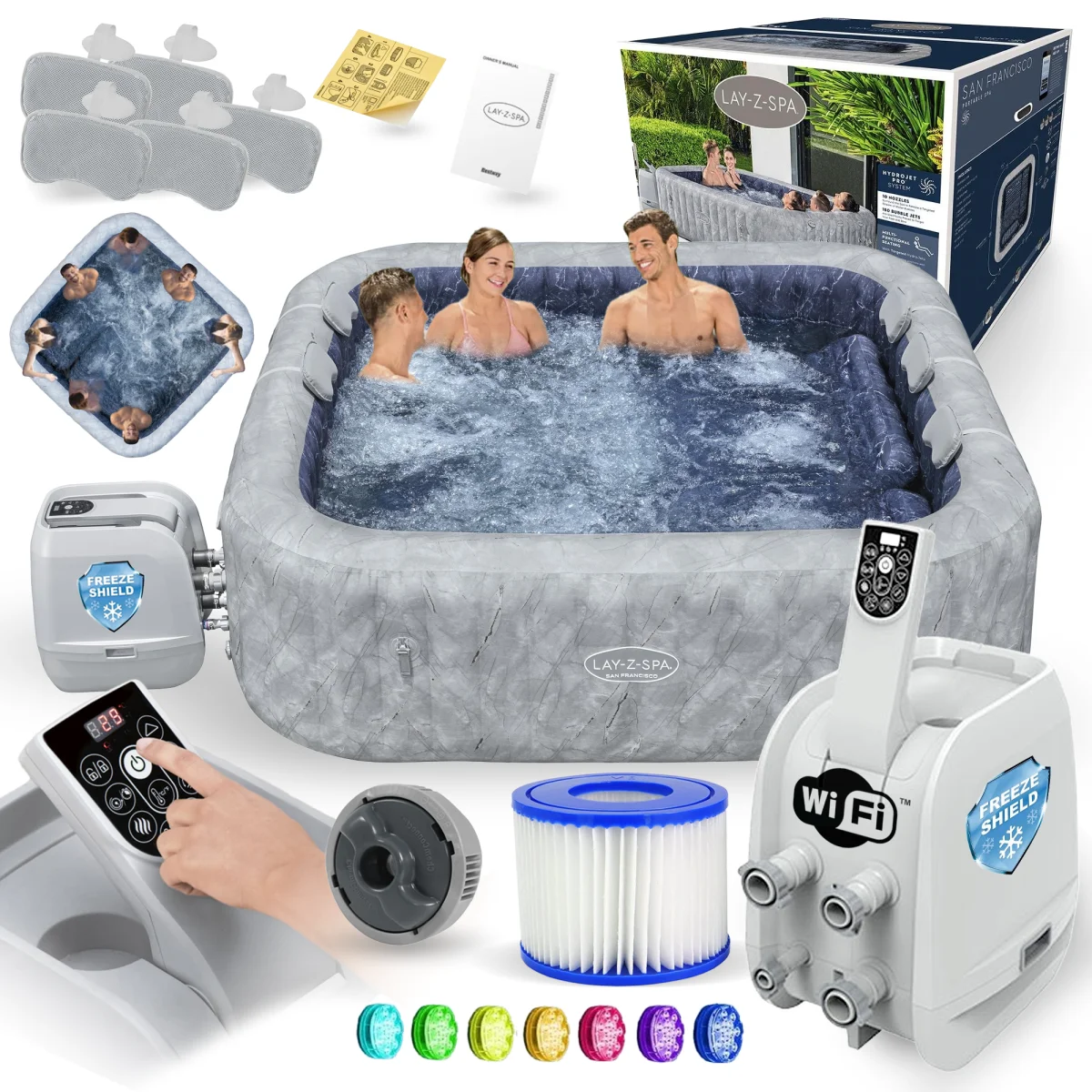 Jacuzzi SPA ogrodowe Bestway San Francisco HydroJet Pro 7osób Wi-Fi LED