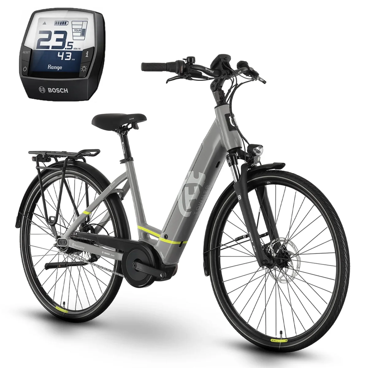 Rower elektryczny miejski Husqvarna Towner 2 BOSCH 49cm 28'' Nexus CB