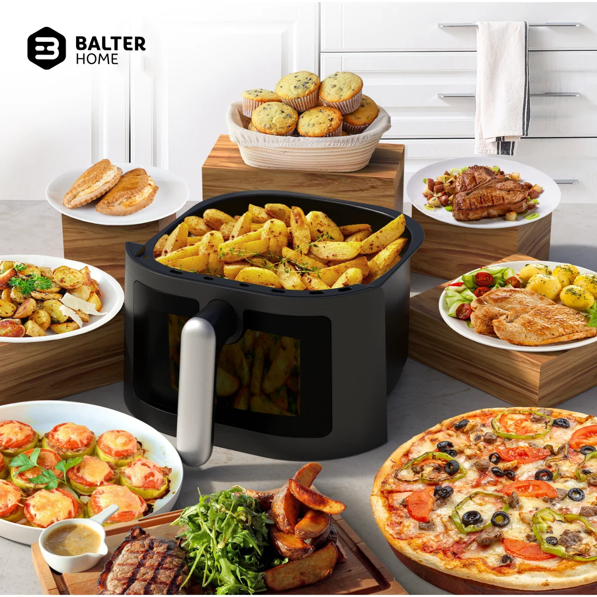 Frytkownica beztłuszczowa AirFryer Balter Home HL-551T 1500 W 5,5L - zdjęcie 3