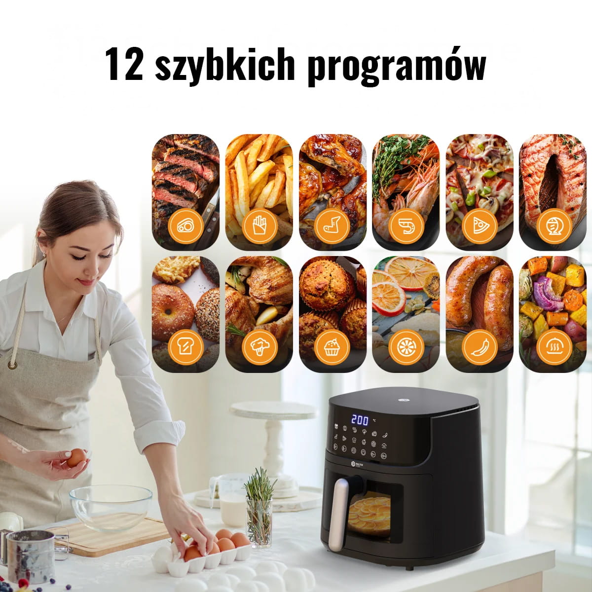 Frytkownica beztłuszczowa AirFryer Balter Home HL-551T 1500 W 5,5L - zdjęcie 8
