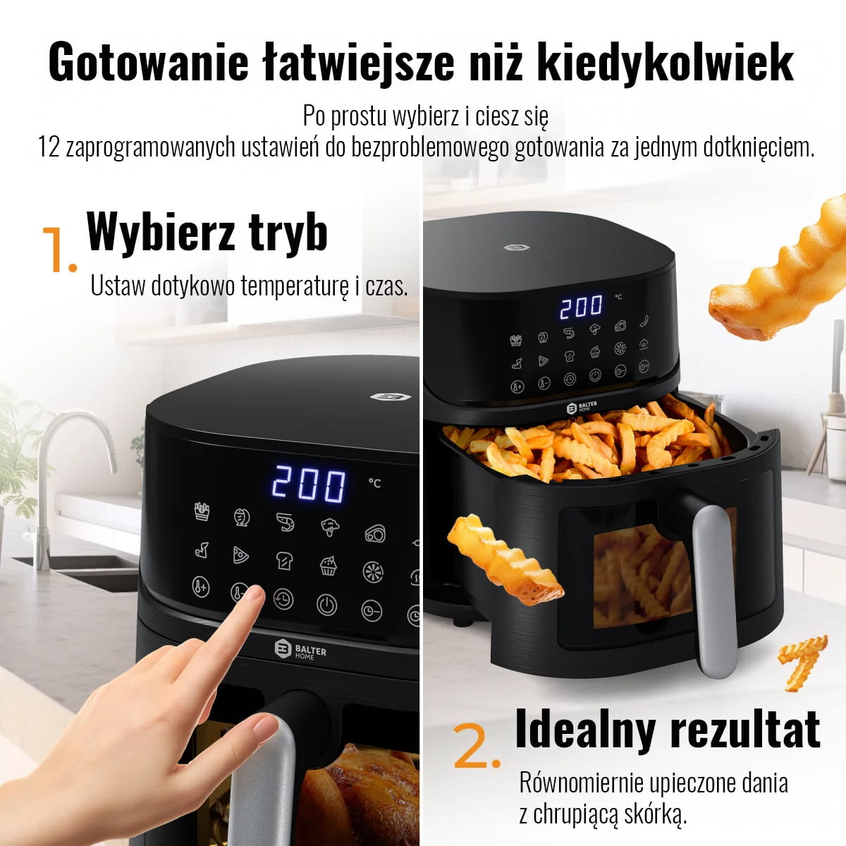 Frytkownica beztłuszczowa AirFryer Balter Home HL-551T 1500 W 5,5L - zdjęcie 11