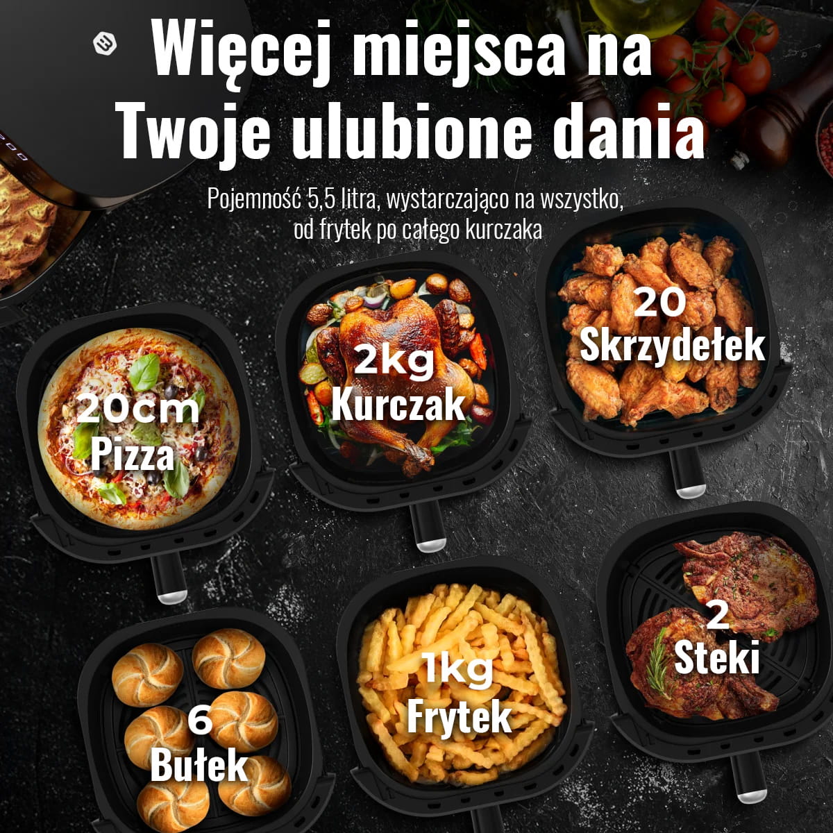 Frytkownica beztłuszczowa AirFryer Balter Home HL-551T 1500 W 5,5L - zdjęcie 10