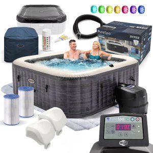 Dmuchane ogrodowe SPA Hydromasaż Intex PureSpa Greystone Deluxe dla 4 osób WI-FI jacuzzi LED