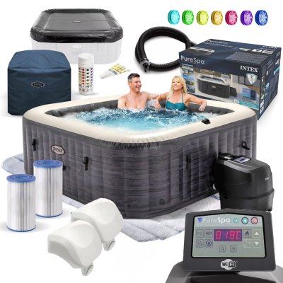 Dmuchane ogrodowe SPA Hydromasaż Intex PureSpa Greystone Deluxe dla 4 osób WI-FI jacuzzi LED