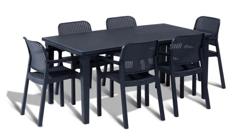 grafitowe krzesło ogrodowe rattanowe keter