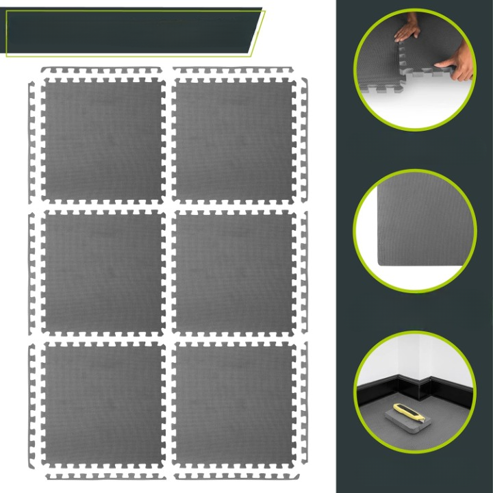 Puzzle grube mata pod sprzęt do ćwiczeń 6 szt szary komplet 2 cm - zdjęcie 7