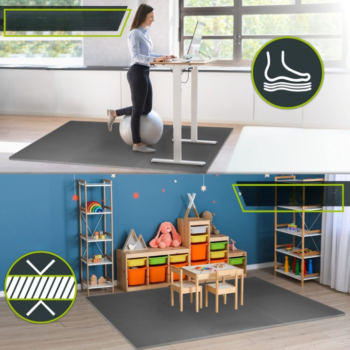 Puzzle grube mata pod sprzęt do ćwiczeń 6 szt szary komplet 2 cm - zdjęcie 9
