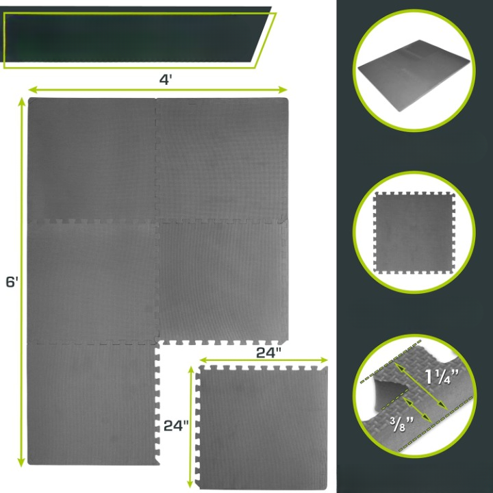 Puzzle grube mata pod sprzęt do ćwiczeń 6 szt szary komplet 2 cm - zdjęcie 11