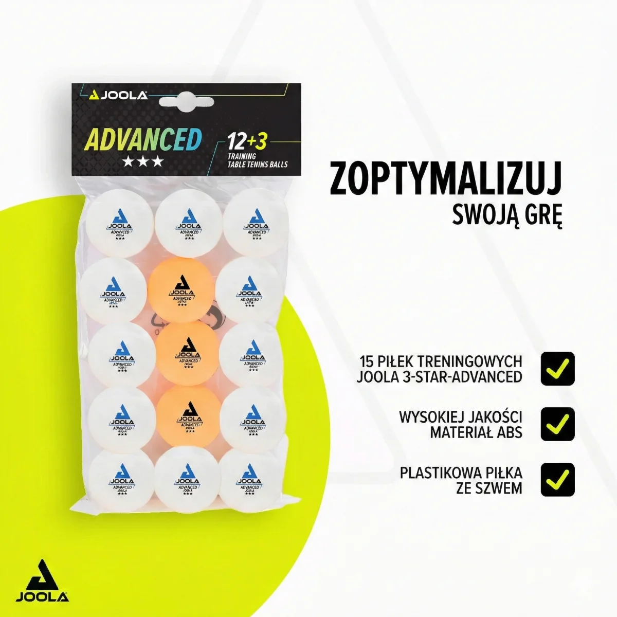 Piłeczki do tenisa stołowego JOOLA Advanced Training 15 sztuk - zdjęcie 4