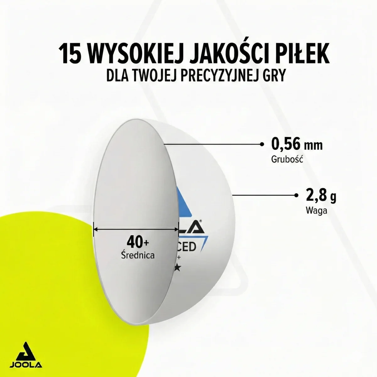 Piłeczki do tenisa stołowego JOOLA Advanced Training 15 sztuk - zdjęcie 6