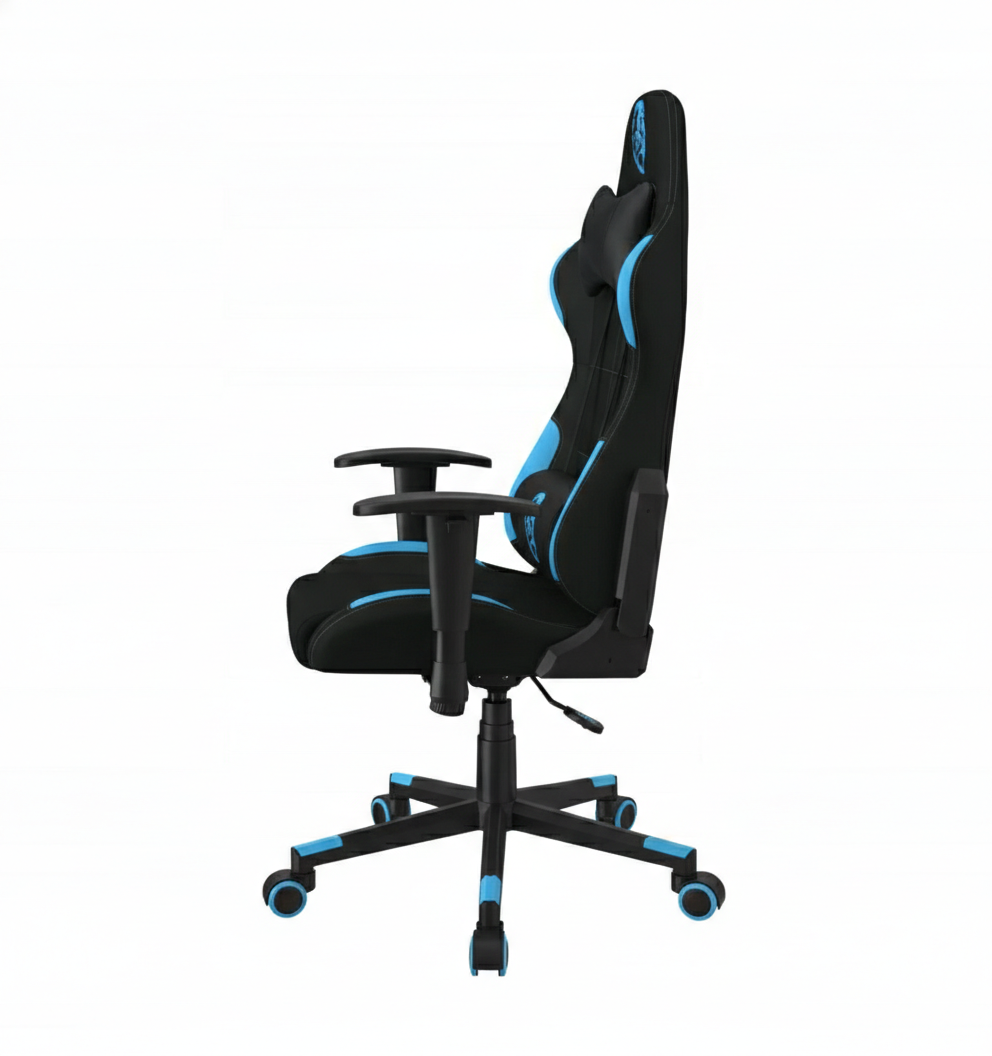 Fotel krzesło gamingowe ergonomiczne wygodne czarno-niebieskie - zdjęcie 5