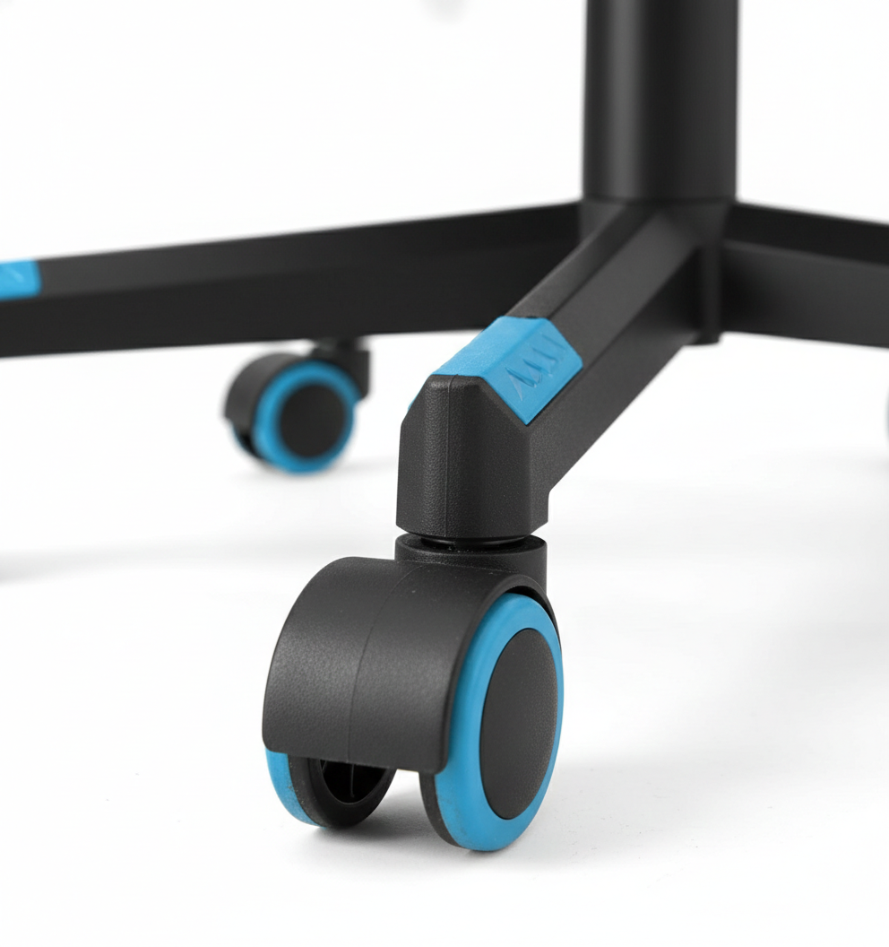Fotel krzesło gamingowe ergonomiczne wygodne czarno-niebieskie - zdjęcie 10