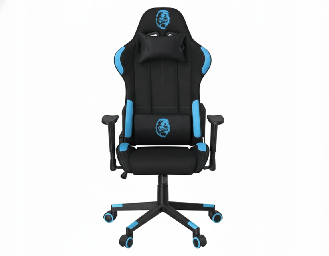 Fotel krzesło gamingowe ergonomiczne wygodne czarno-niebieskie - zdjęcie 4