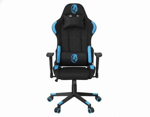 Fotel krzesło gamingowe ergonomiczne wygodne czarno-niebieskie - zdjęcie 4