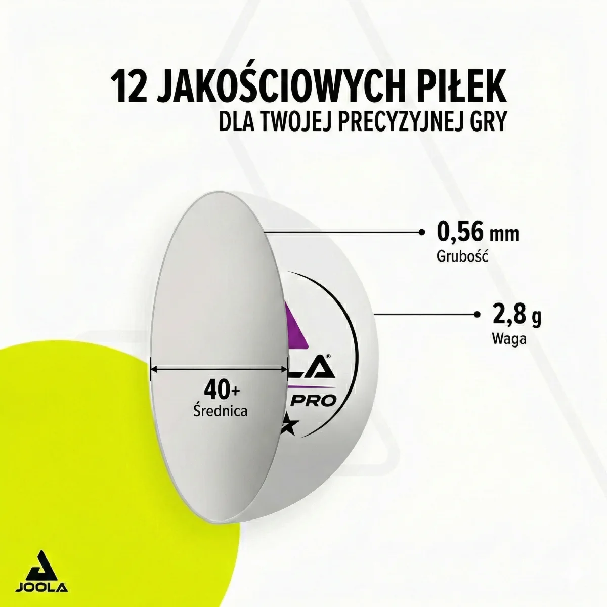Piłeczki do tenisa stołowego JOOLA PRO 3 STAR 12 sztuk - zdjęcie 6