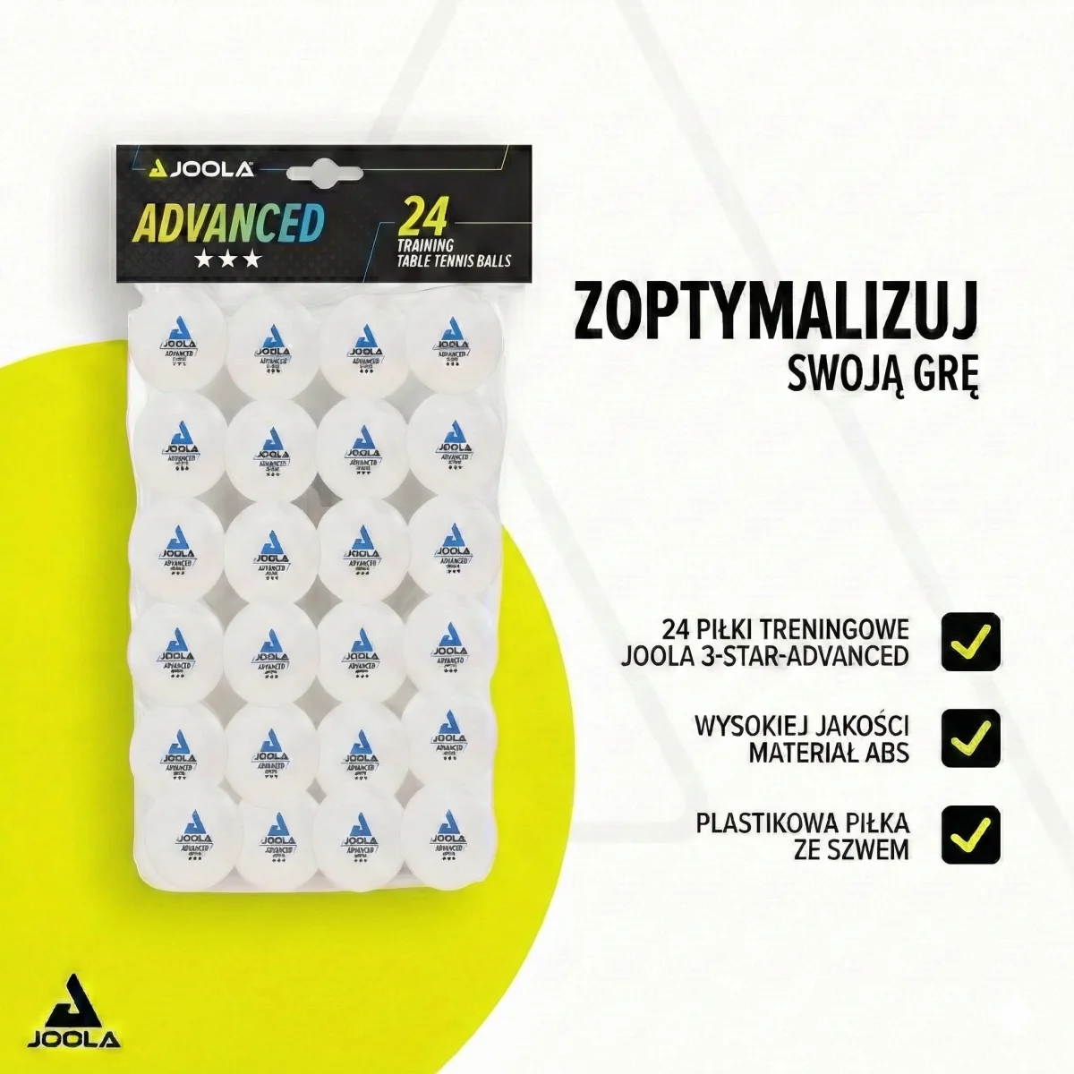 Piłeczki do tenisa stołowego JOOLA Advanced Training 40+ 24 szt. białe - zdjęcie 5