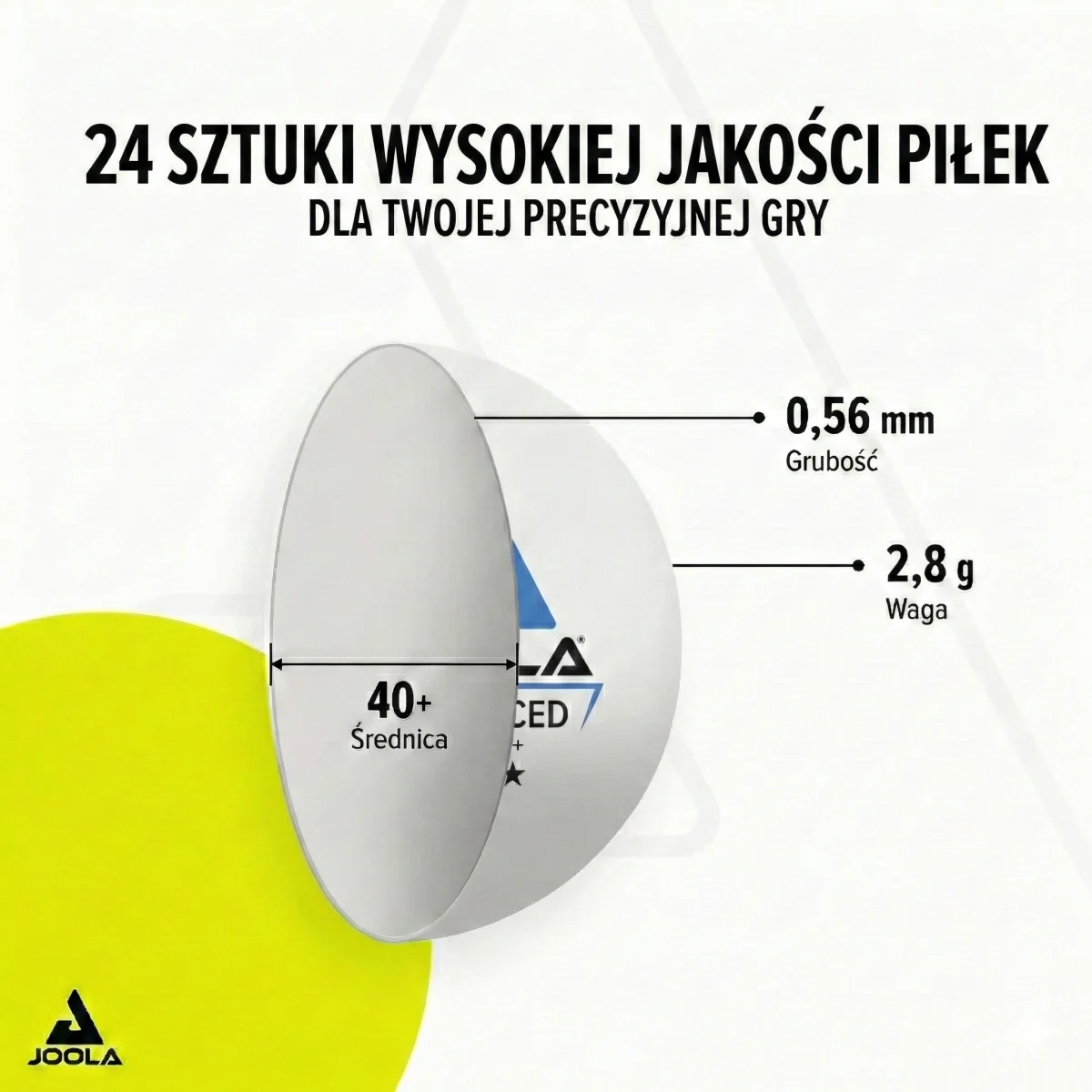 Piłeczki do tenisa stołowego JOOLA Advanced Training 40+ 24 szt. białe - zdjęcie 7
