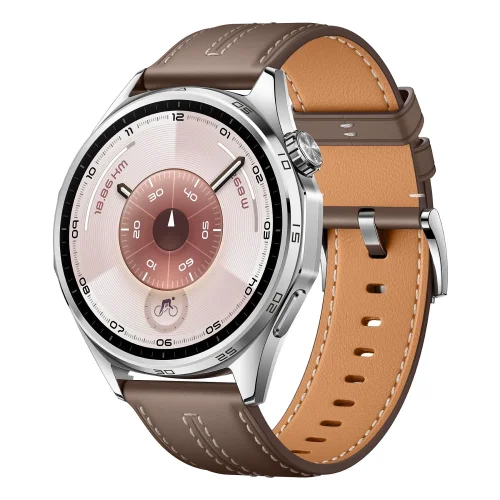 Smartwatch zegarek Huawei Watch GT 6 46mm srebrny brązowy pasek
