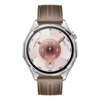 Smartwatch zegarek Huawei Watch GT 6 46mm srebrny brązowy pasek