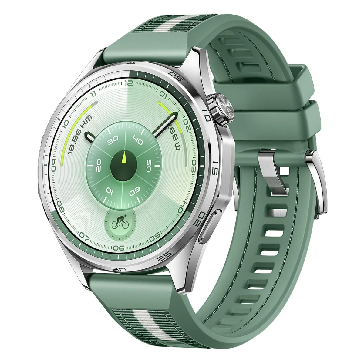 Smartwatch zegarek Huawei Watch GT 6 46mm srebrny zielony pasek