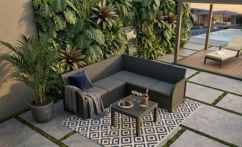 nowoczesny narożnik ogrodowy technorattan