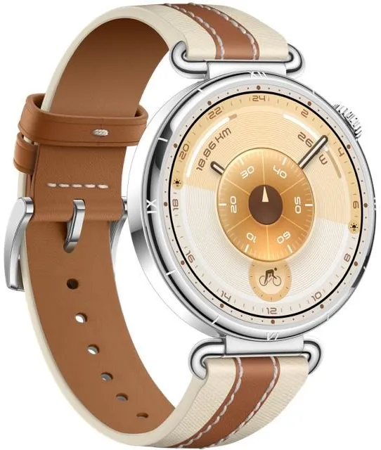Smartwatch zegarek Huawei Watch GT 6 41mm srebrny brązowy pasek - zdjęcie 2