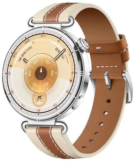 Smartwatch zegarek Huawei Watch GT 6 41mm srebrny brązowy pasek