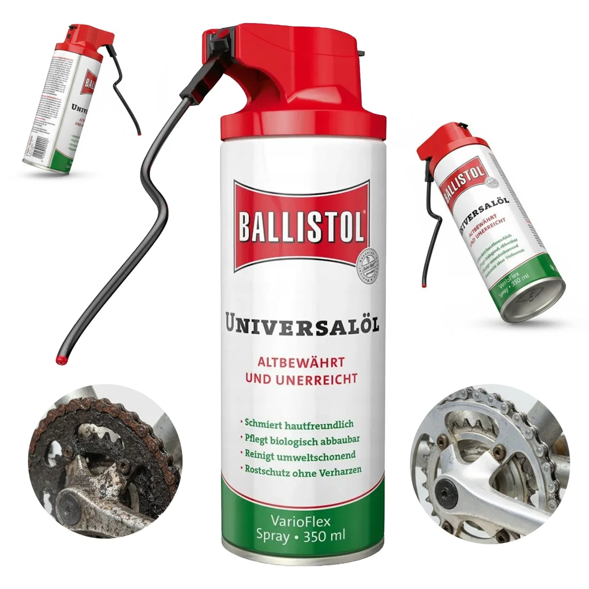 Olej do łańcuchów pedałów rowerów Ballistol Universal Oil VarioFlex 350ml