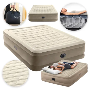Materac dmuchany Intex 64428 dla 2 osób welurowy z pompką