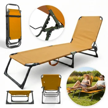 Leżak ogrodowy składany regulowany stabilny 188x55x28cm