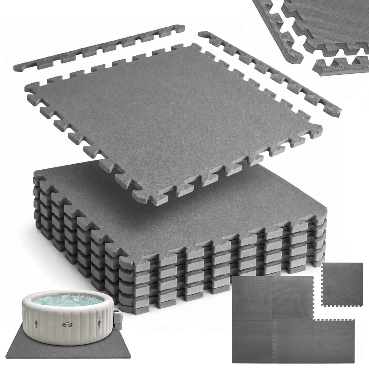 Puzzle grube mata pod sprzęt do ćwiczeń 6 szt szary komplet 2 cm