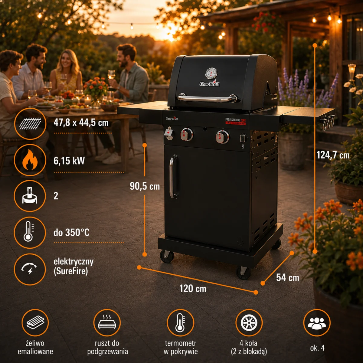 Grill gazowy ogrodowy Char-Broil Professional Core B 2 palniki na 4 steki - zdjęcie 12
