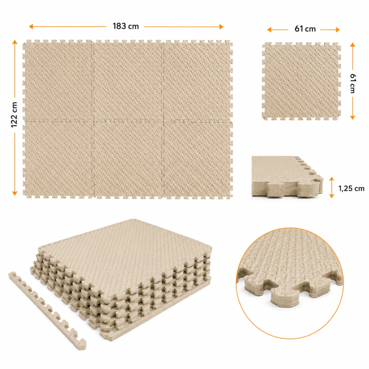 Puzzle mata pod basen spa 6 szt beżowa 1,25 cm gruba - zdjęcie 8
