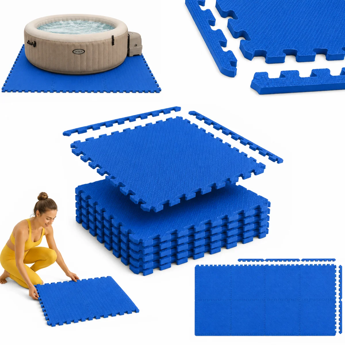 Puzzle mata pod basen spa 6 szt niebieska 2,5 cm gruba