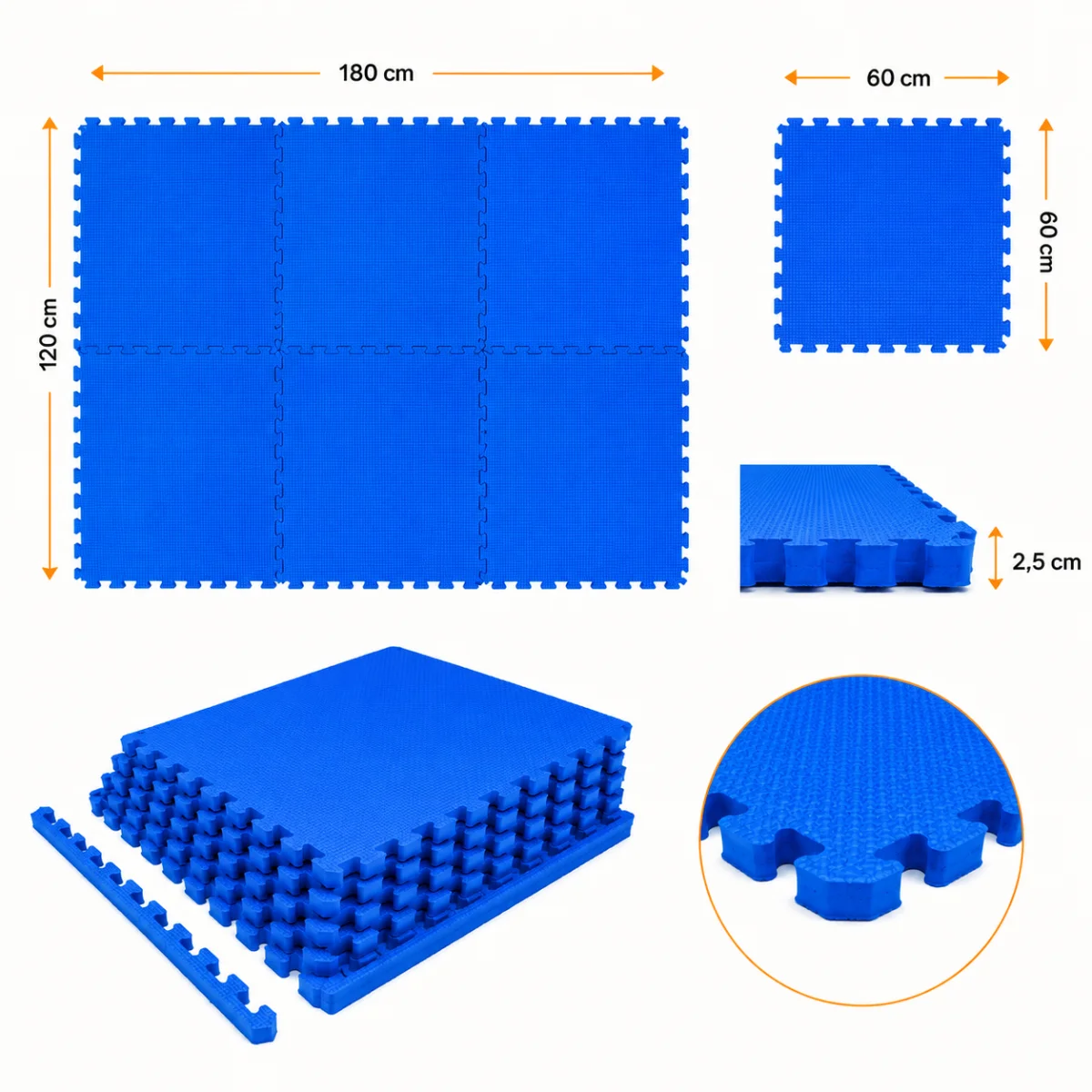 Puzzle mata pod basen spa 6 szt niebieska 2,5 cm gruba - zdjęcie 12