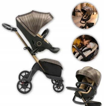 Wózek dziecięcy Spacerówka Stokke Xplory X Gold Black Premium złoty stelaż