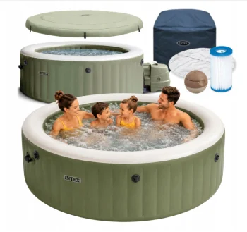 Dmuchane SPA ogrodowe z hydromasażem 4 os INTEX 28426NP oliwkowe 120 dysz