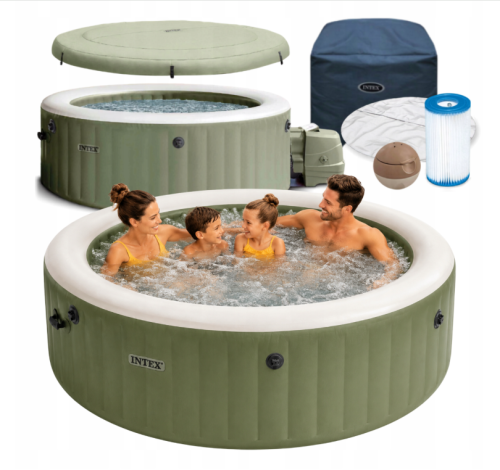 Dmuchane SPA ogrodowe z hydromasażem 4 os INTEX 28426NP oliwkowe 120 dysz