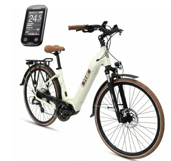 Rower elektryczny miejski Cybic Belena 28'' 43cm Shimano 250W beżowy