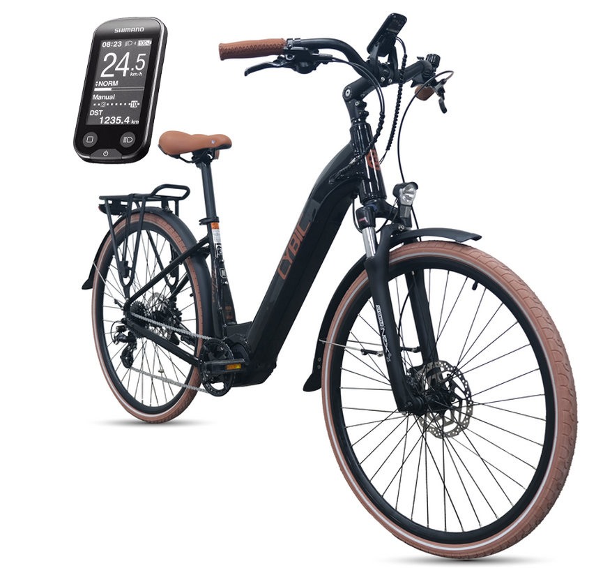 Rower elektryczny miejski Cybic Belena 26'' 39 cm Shimano 250W czarny - zdjęcie 3