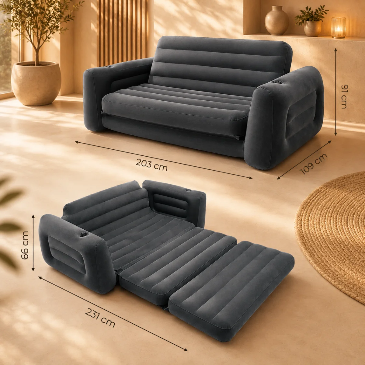 Sofa dmuchana rozkładana Intex 66552NP 224 x 203 x 66 cm - zdjęcie 10