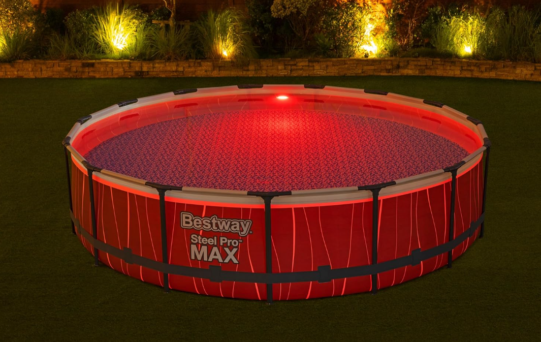 Basen ogrodowy na stelażu oświetlenie LED + pompa 457x107 cm Bestway 561GD - zdjęcie 6