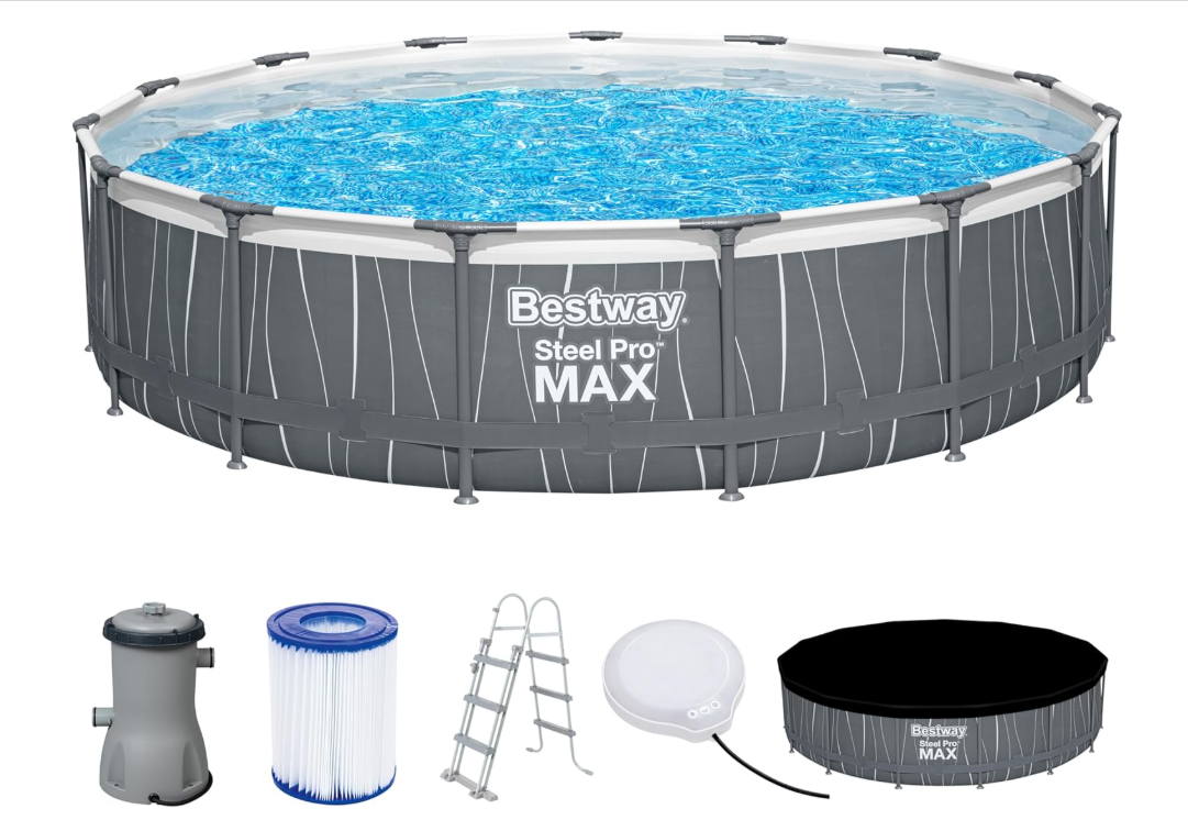 Basen ogrodowy na stelażu oświetlenie LED + pompa 457x107 cm Bestway 561GD