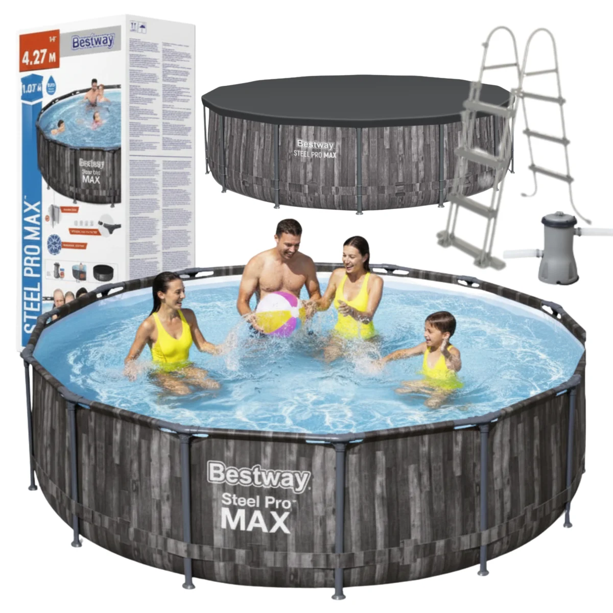 Basen stelażowy Bestway Steel Pro MAX 427x107cm pompa drabinka pokrywa