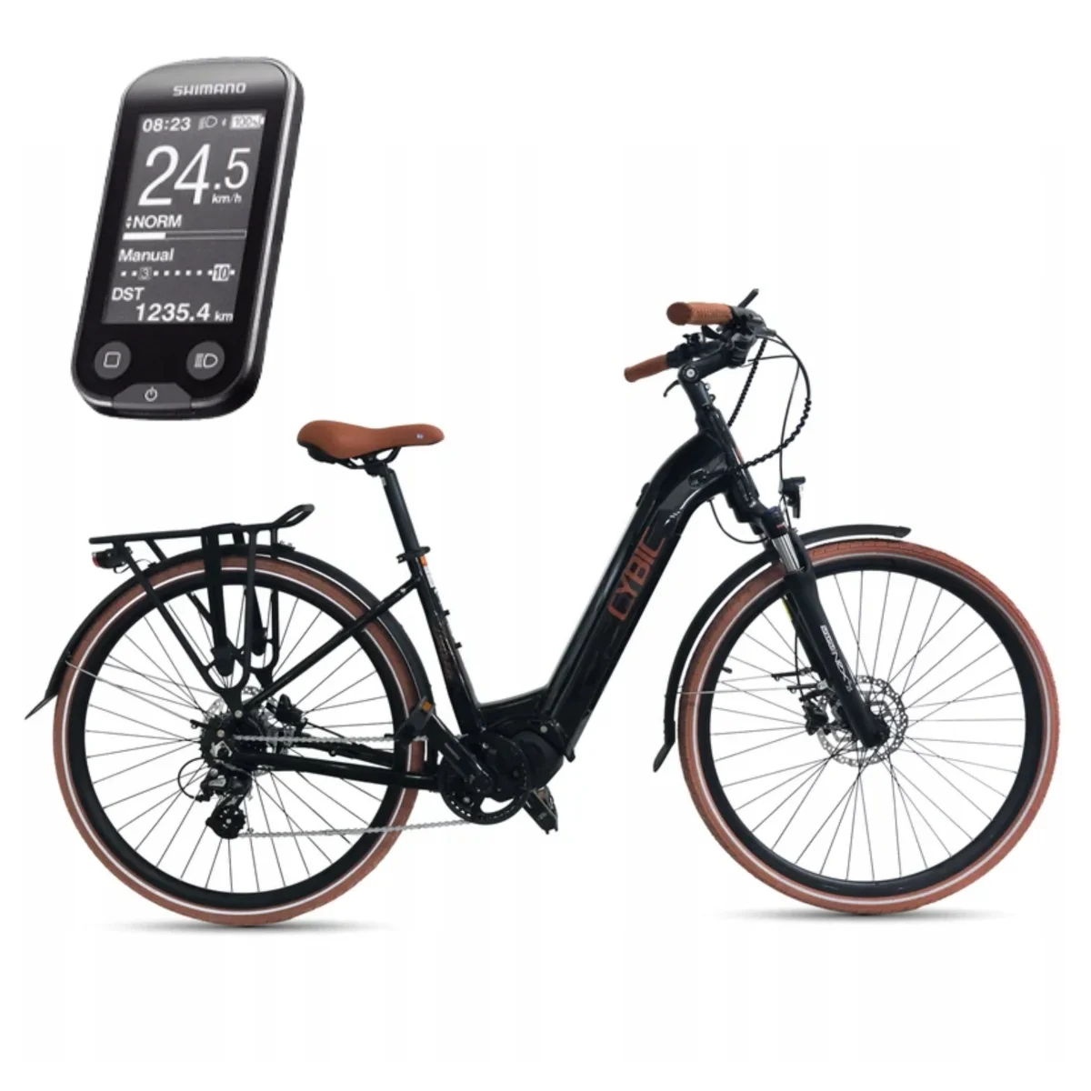Rower elektryczny miejski Cybic Belena 26'' 39 cm Shimano 250W czarny