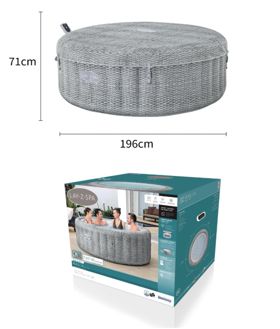 Dmuchane SPA Bestway Lay-Z-Spa Bali AirJet 6 osób 140 dysz WiFi aplikacja 19cm 6 rattan - zdjęcie 10