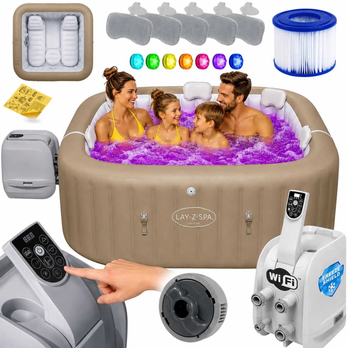 SPA ogrodowe Bestway 6005E Lay-Z Palma HydroJet Pro 7 os. Wi-Fi LED Premium