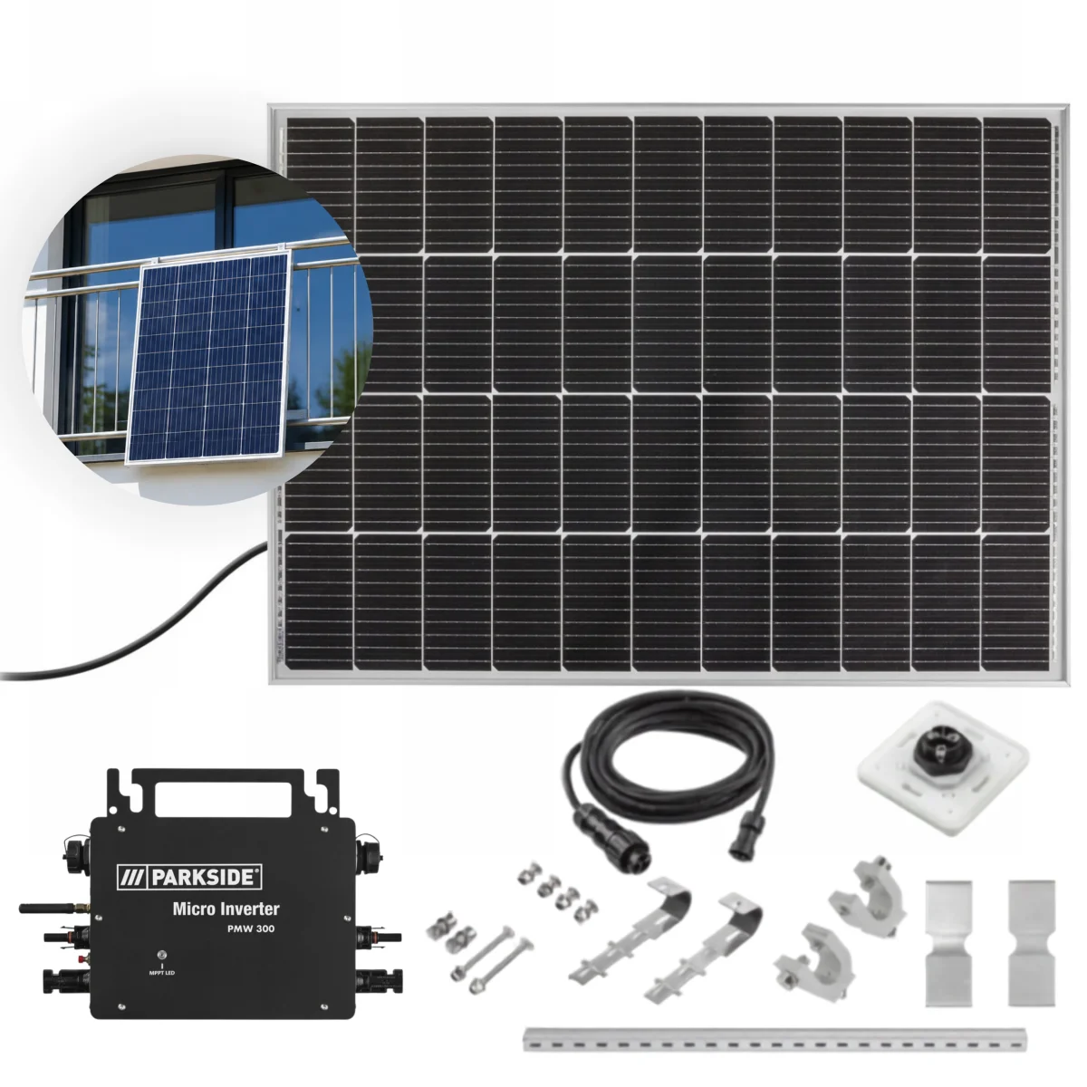 Elektrownia solarna Parkside balkonowa Panel fotowoltaiczny falownik 300 W